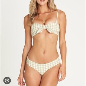 Billabong Checkered Bikini Set in Cream and White